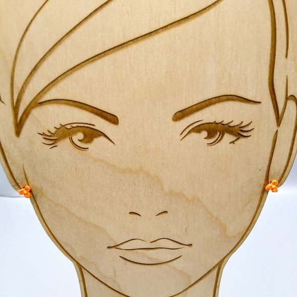 Tiny Orange and Yellow Flower Earrings, Bright Floral Studs, Vintage Fashion - Picture 1 of 5
